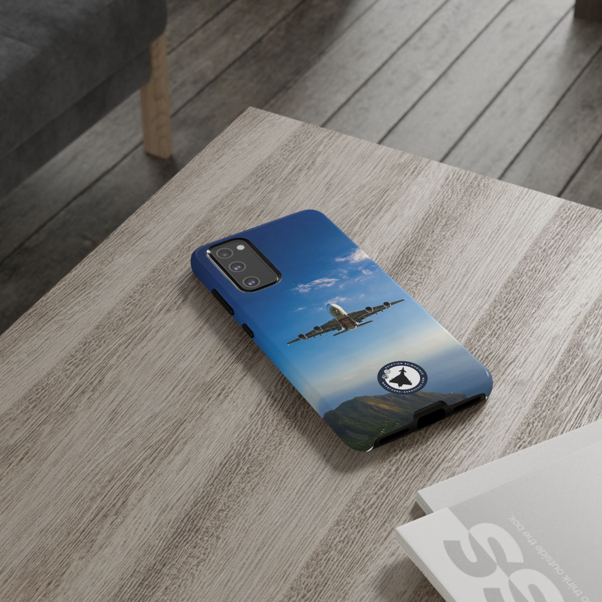 Emirates Airbus A380 climbing head-on over coastline aviation photo Samsung Galaxy tough phone case – view 28