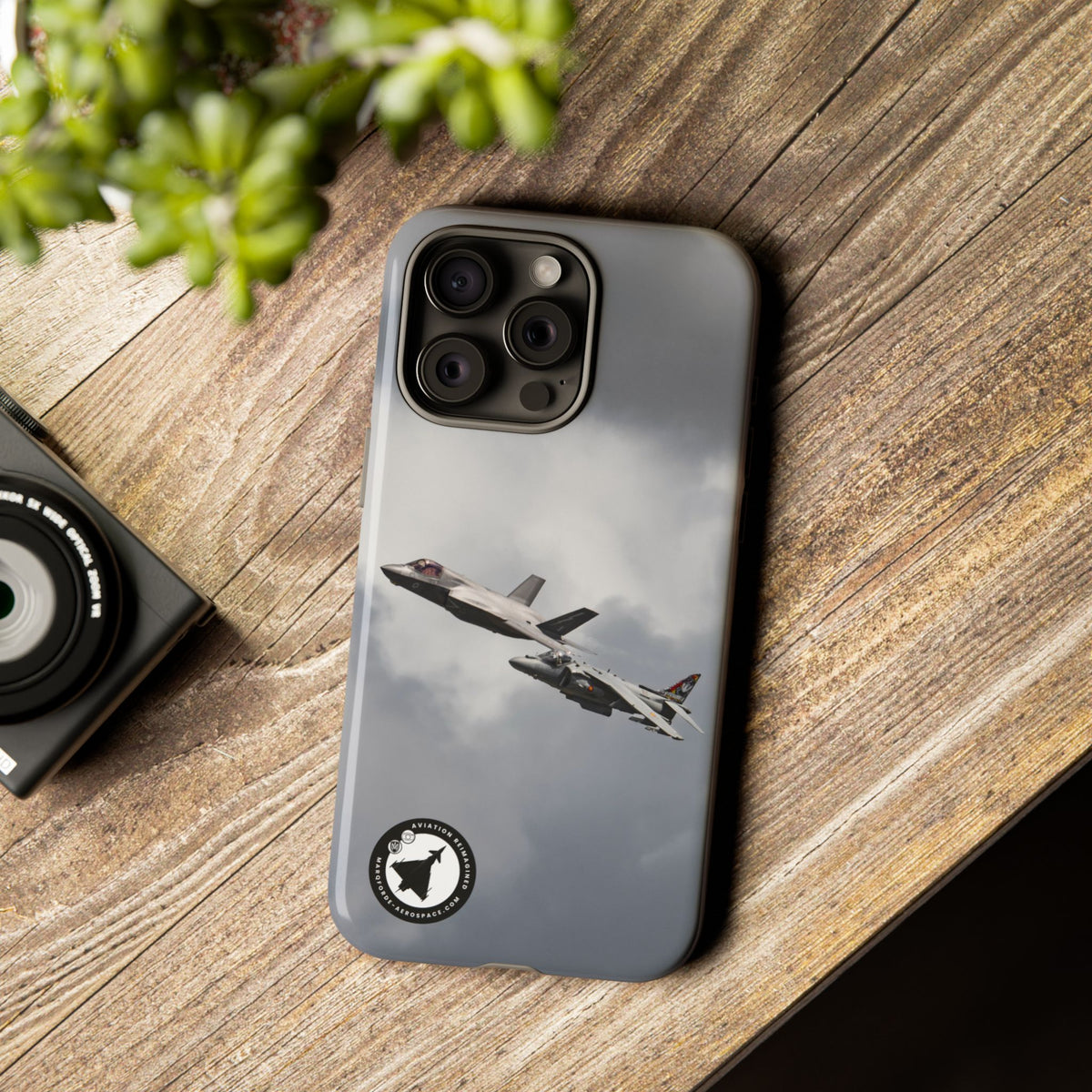 RAF F-35B and Spanish Navy Harrier in formation aviation photo iPhone tough phone case – view 35
