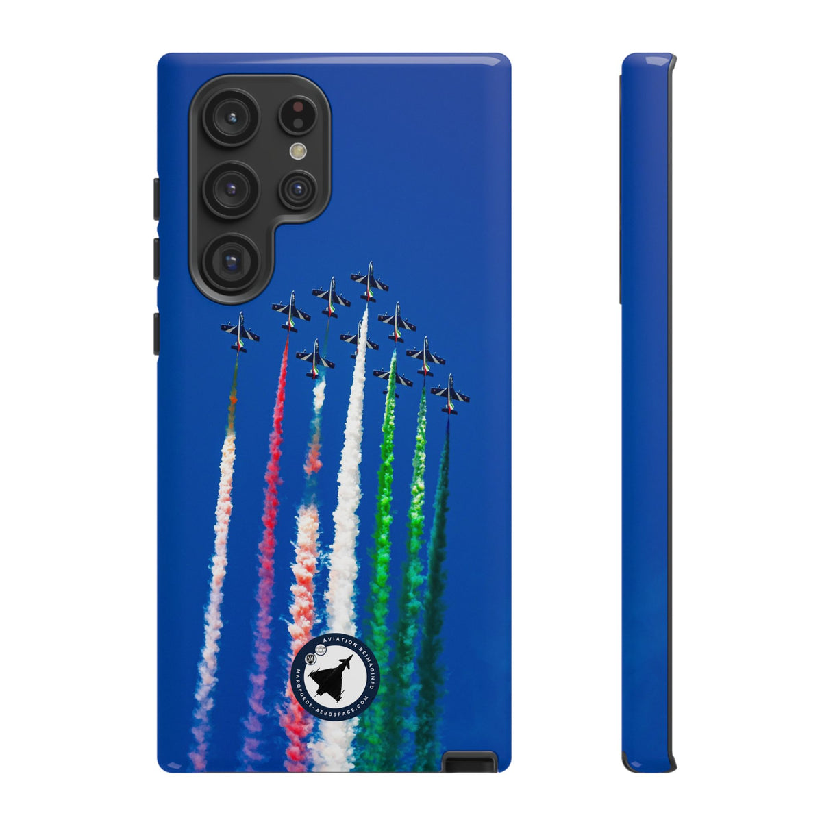 Frecce Tricolori formation trailing tricolour smoke aviation photo Samsung Galaxy tough phone case – view 16
