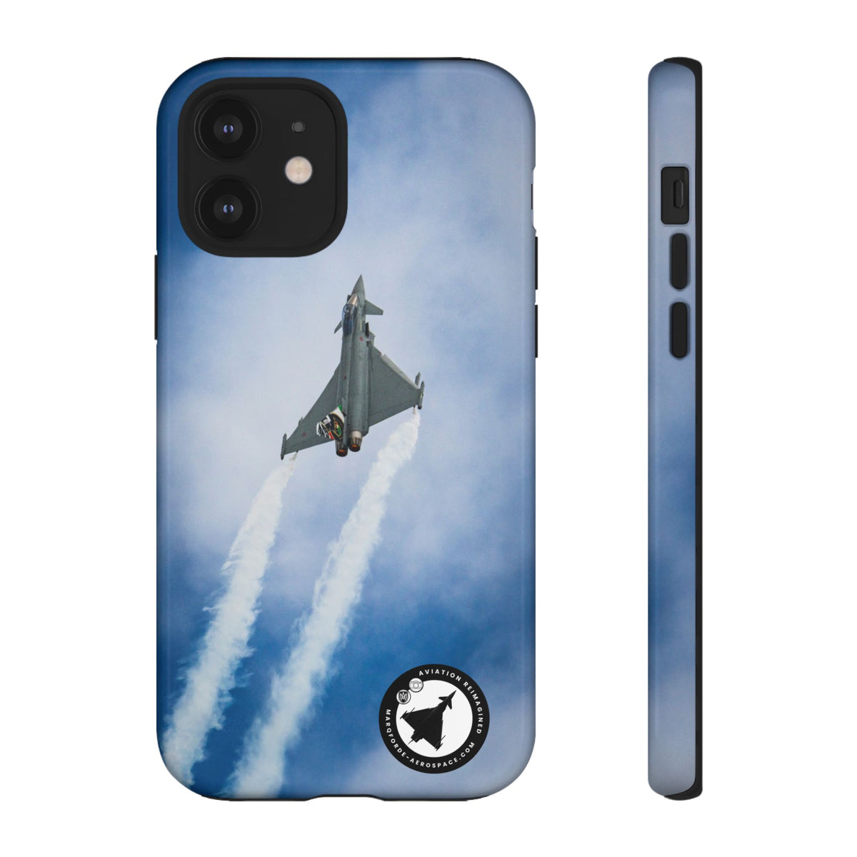 Italian Eurofighter climbing with twin white trails aviation photo iPhone tough phone case – view 6
