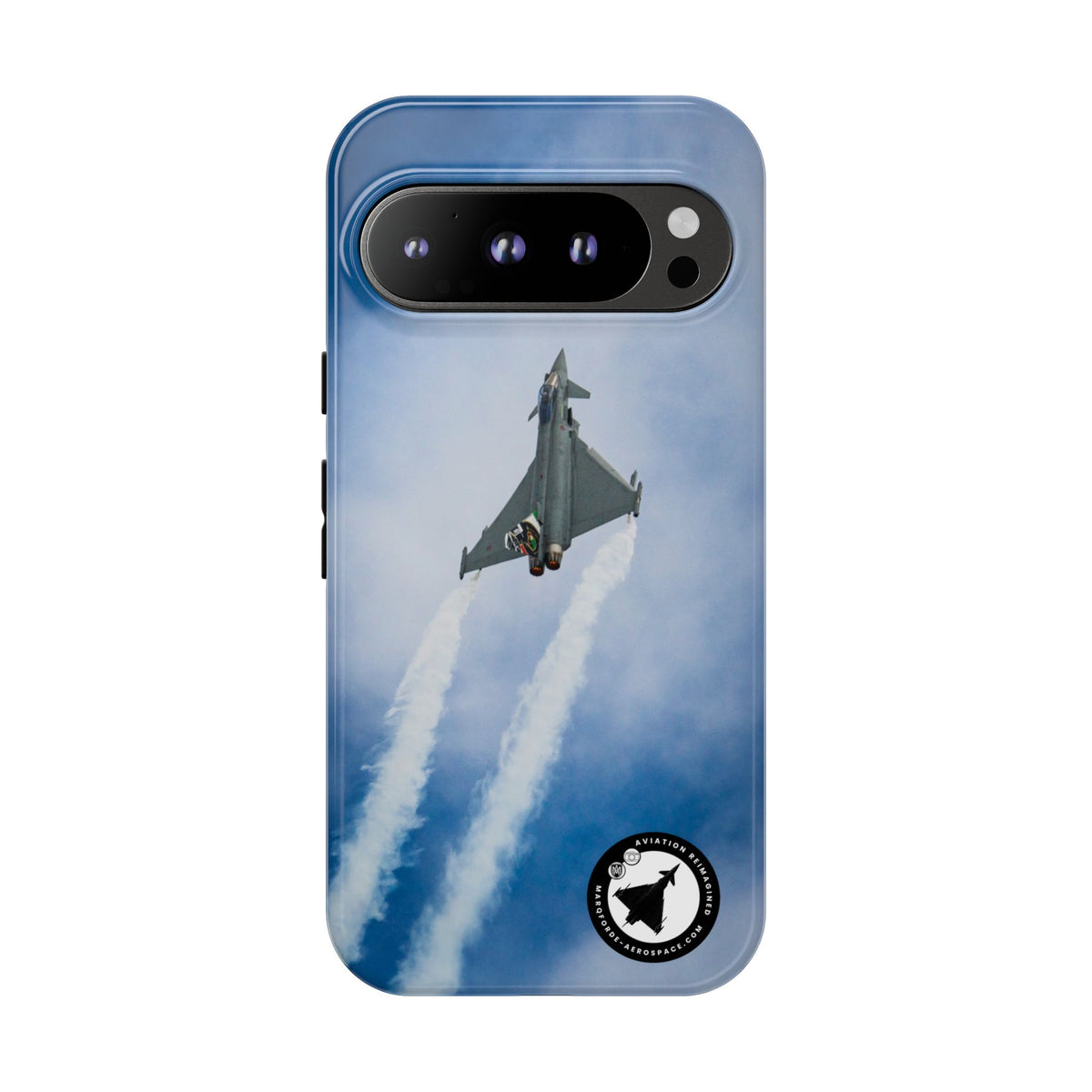 Italian Eurofighter climbing with twin white trails aviation photo Google Pixel tough phone case – view 6