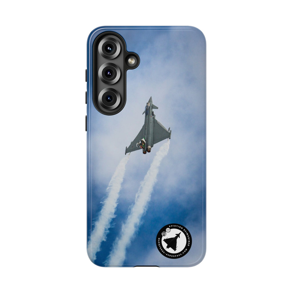 Italian Eurofighter climbing with twin white trails aviation photo Samsung Galaxy tough phone case – view 19
