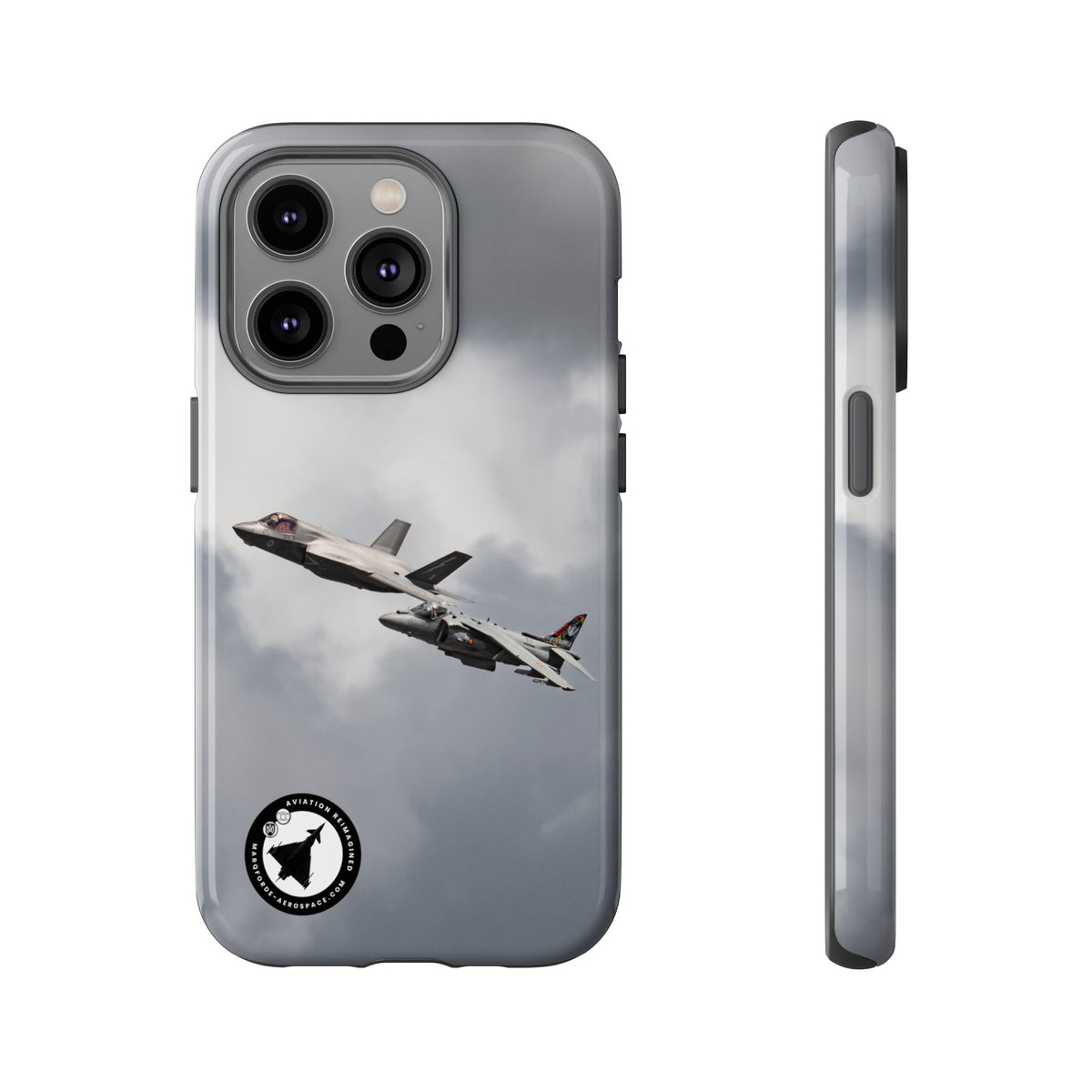RAF F-35B and Spanish Navy Harrier in formation aviation photo iPhone tough phone case – view 3