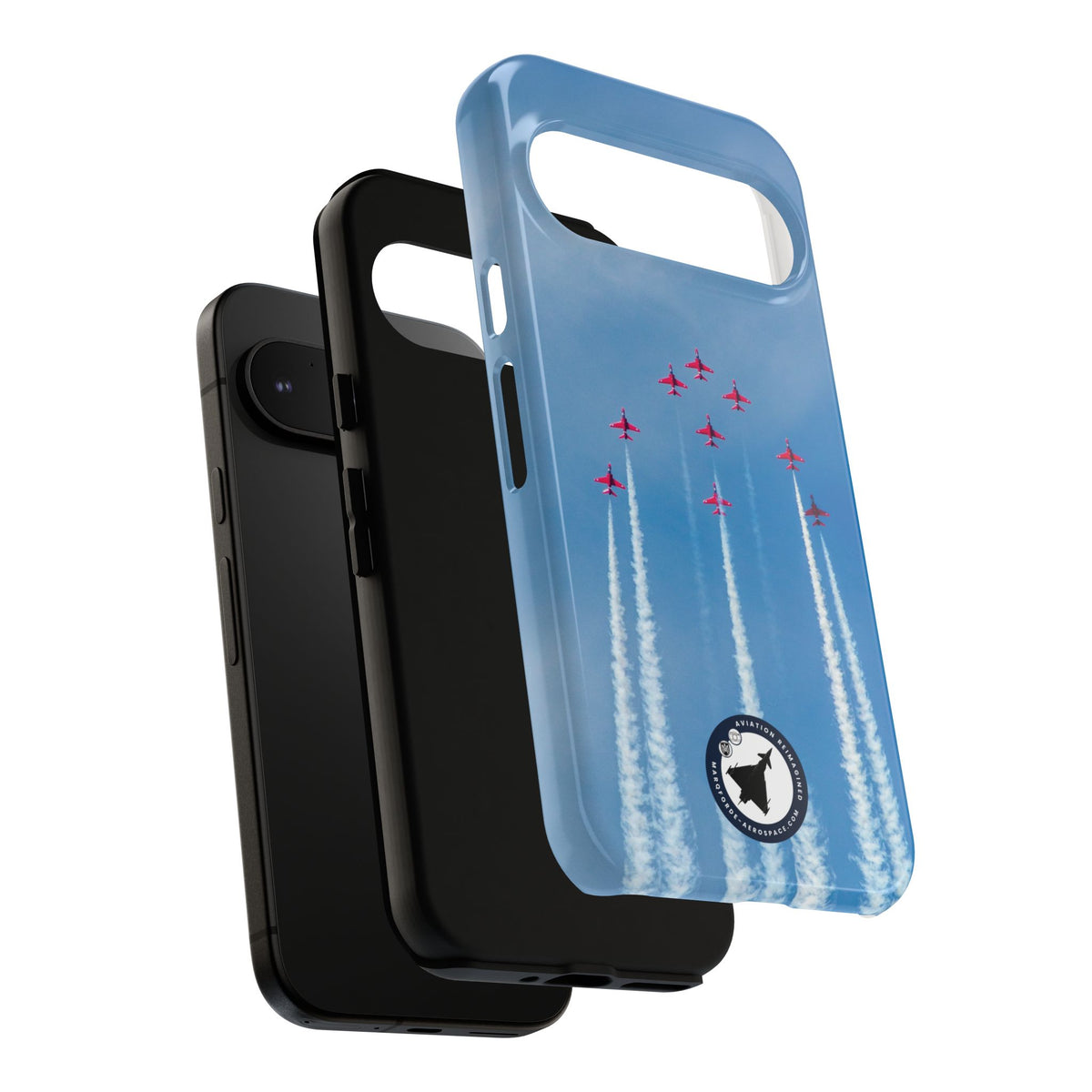 Nine Red Arrows Hawks climbing with white smoke aviation photo Google Pixel tough phone case – view 8