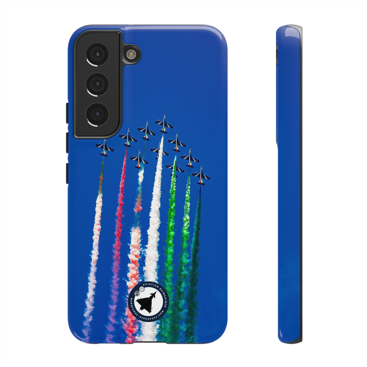 Frecce Tricolori formation trailing tricolour smoke aviation photo Samsung Galaxy tough phone case – view 14