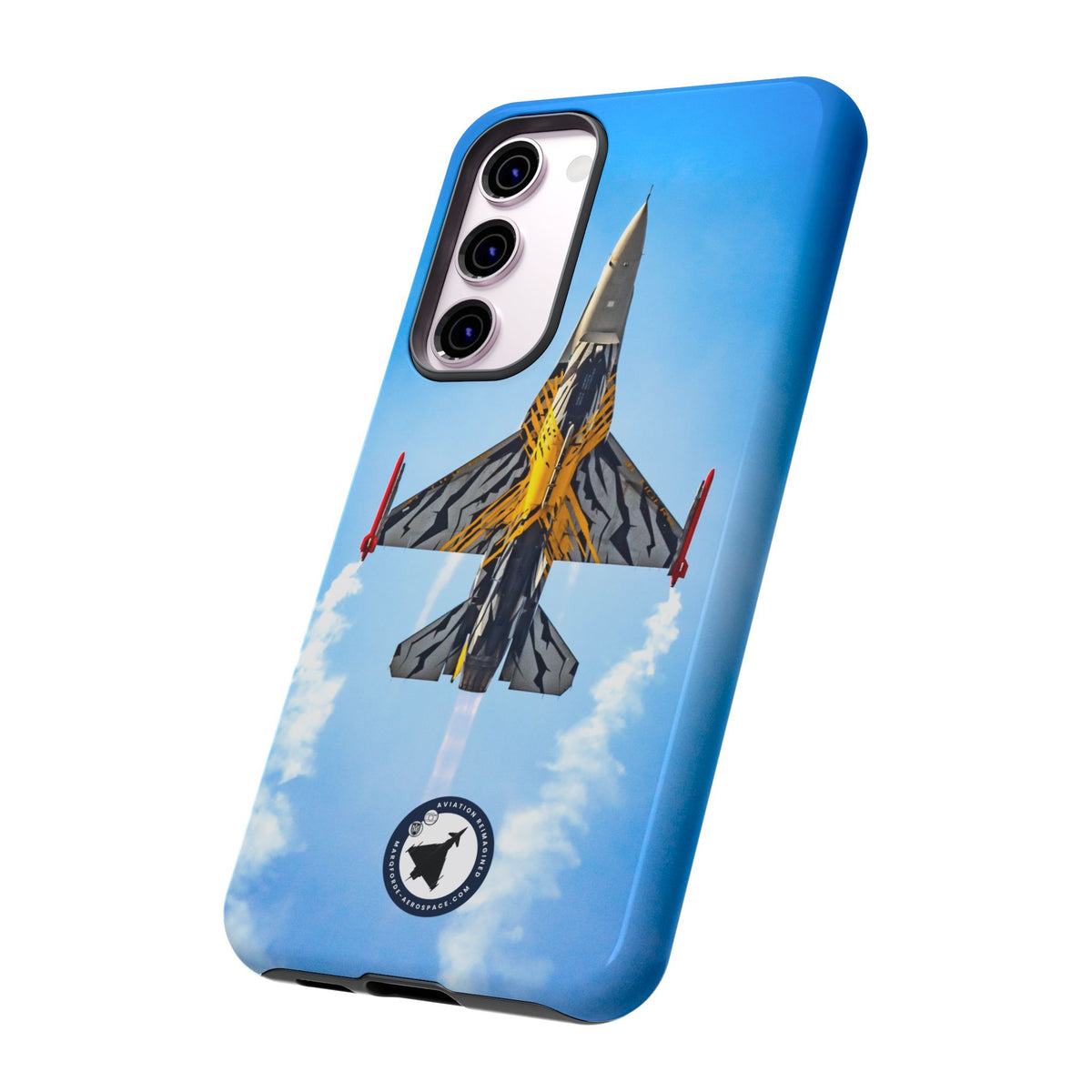Belgian tiger-striped F-16 climbing vertically aviation photo Samsung Galaxy tough phone case – view 35