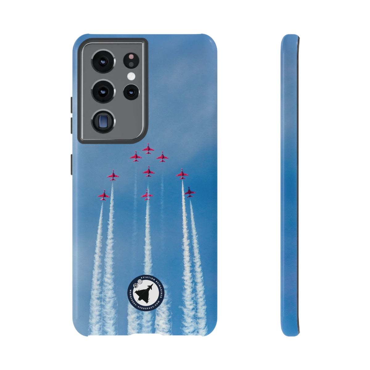 Nine Red Arrows Hawks climbing with white smoke aviation photo Samsung Galaxy tough phone case – view 7