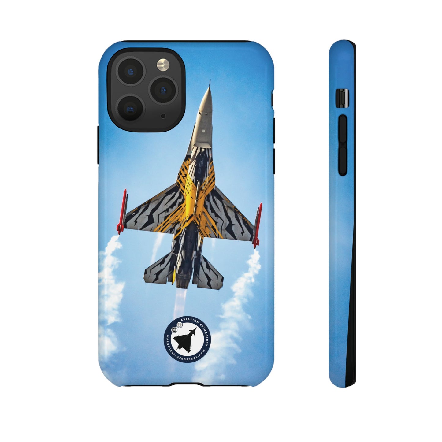 F-16 Viper iPhone Case with Vibrant Blue Sky & Jet Smoke