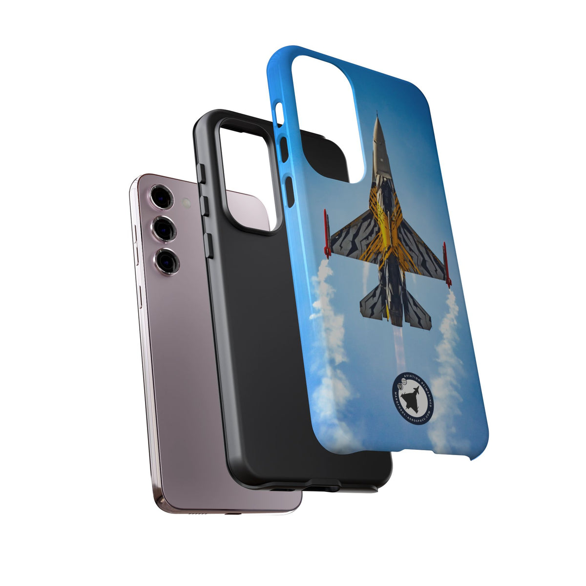 Belgian tiger-striped F-16 climbing vertically aviation photo Samsung Galaxy tough phone case – view 36