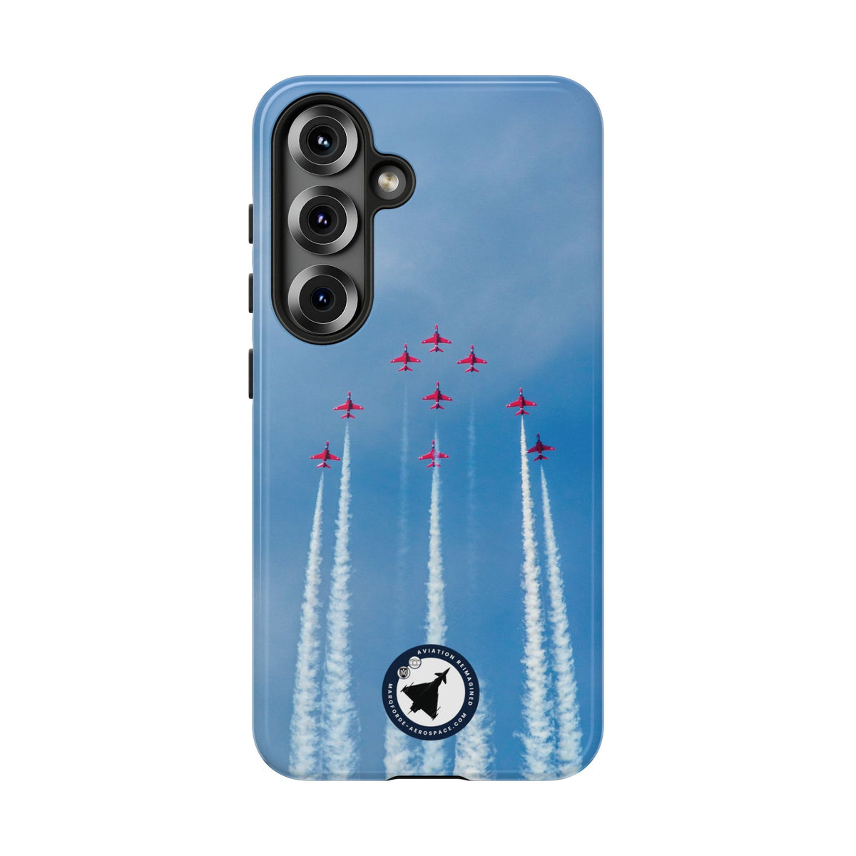 Nine Red Arrows Hawks climbing with white smoke aviation photo Samsung Galaxy tough phone case – view 19