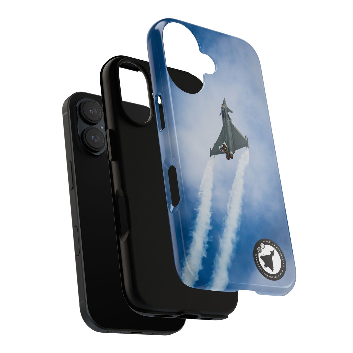 Italian Eurofighter climbing with twin white trails aviation photo iPhone tough phone case – view 38