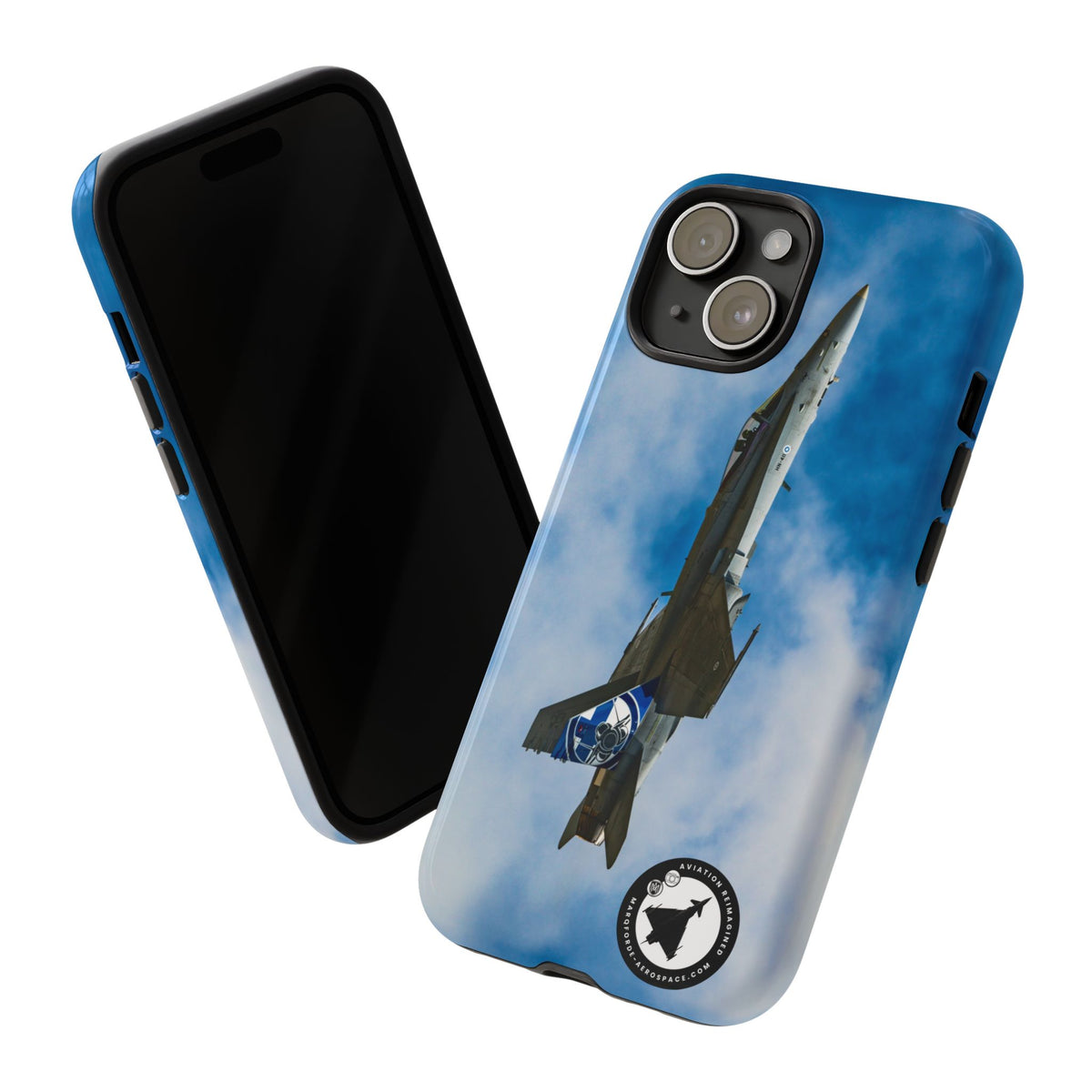 Finnish Hornet climbing with blue and white tail art aviation photo iPhone tough phone case – view 23