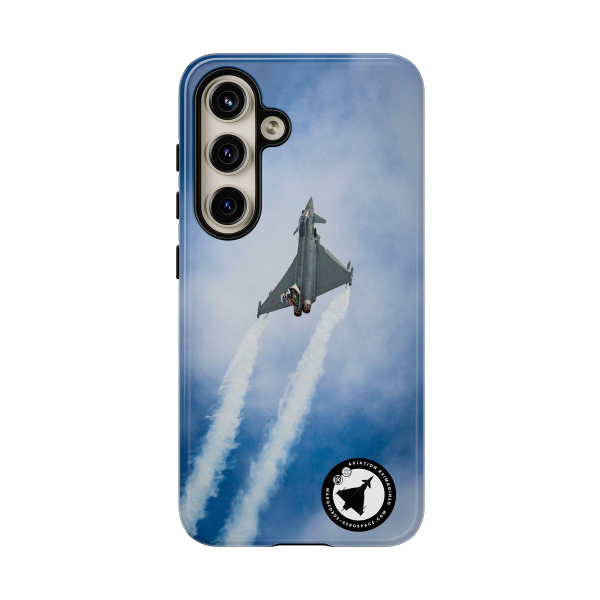 Italian Eurofighter climbing with twin white trails aviation photo Samsung Galaxy tough phone case – view 16