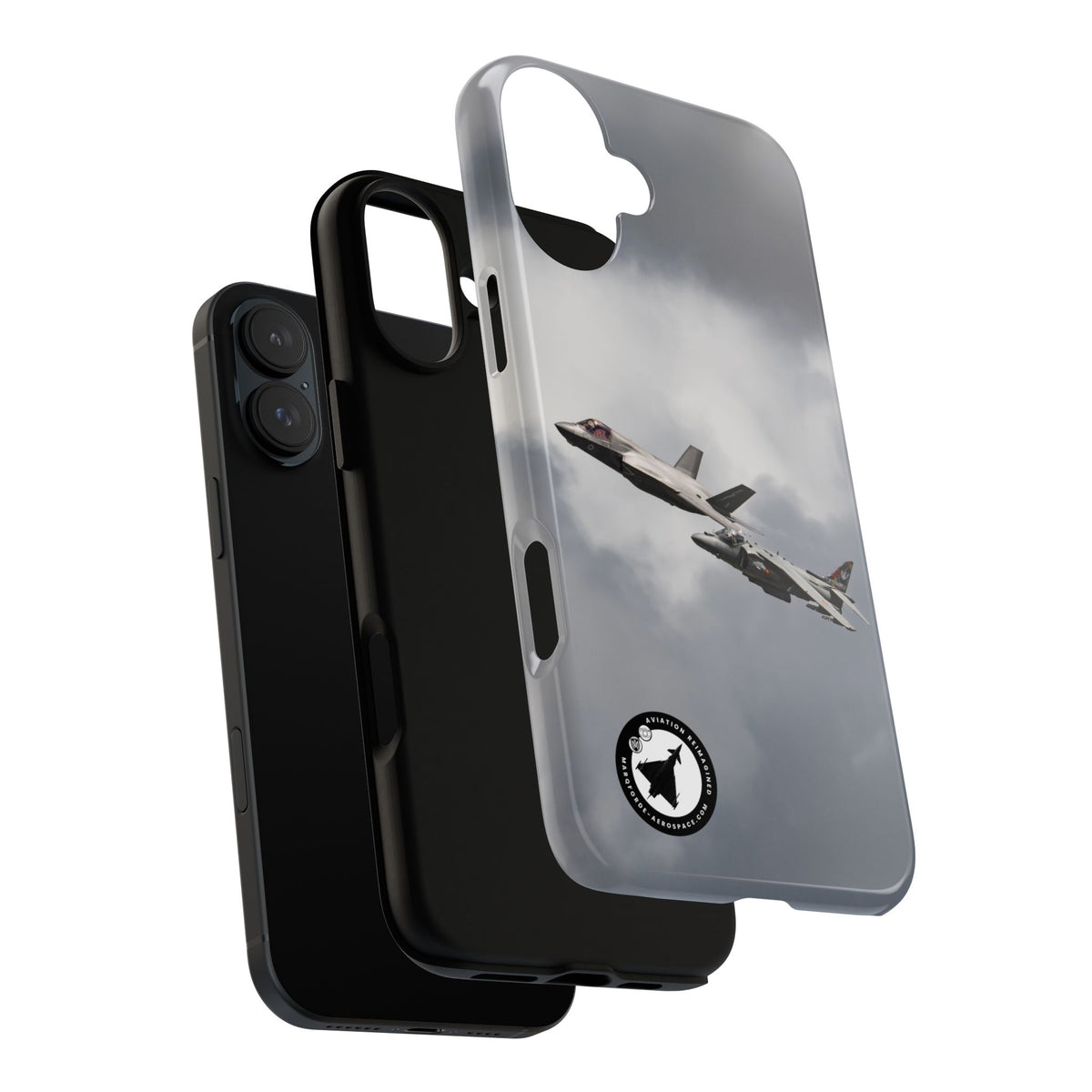 RAF F-35B and Spanish Navy Harrier in formation aviation photo iPhone tough phone case – view 40