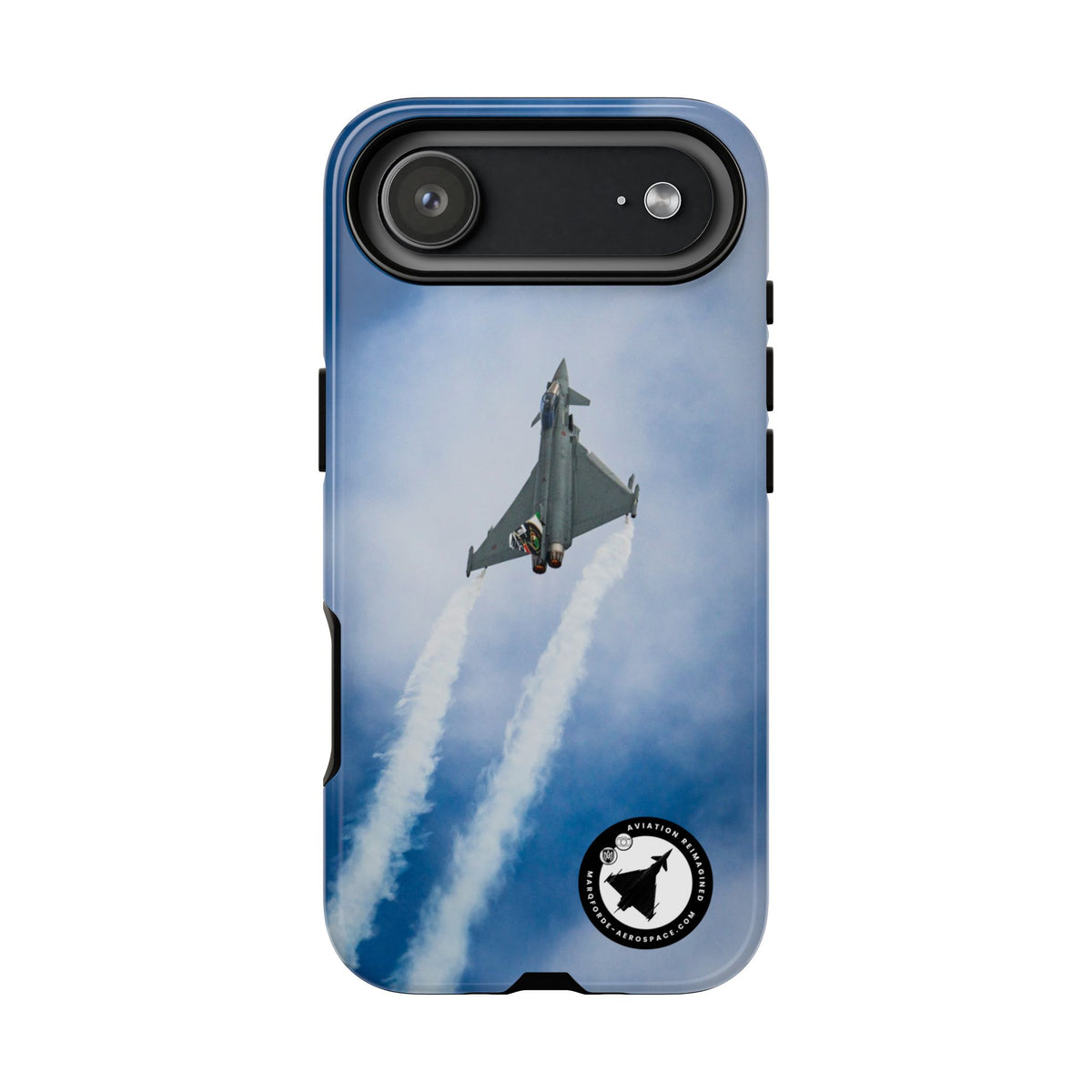 Italian Eurofighter climbing with twin white trails aviation photo iPhone tough phone case
