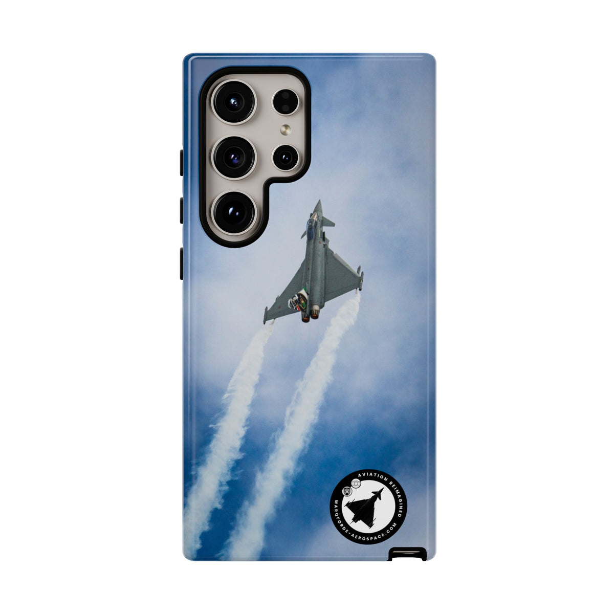 Italian Eurofighter climbing with twin white trails aviation photo Samsung Galaxy tough phone case – view 18