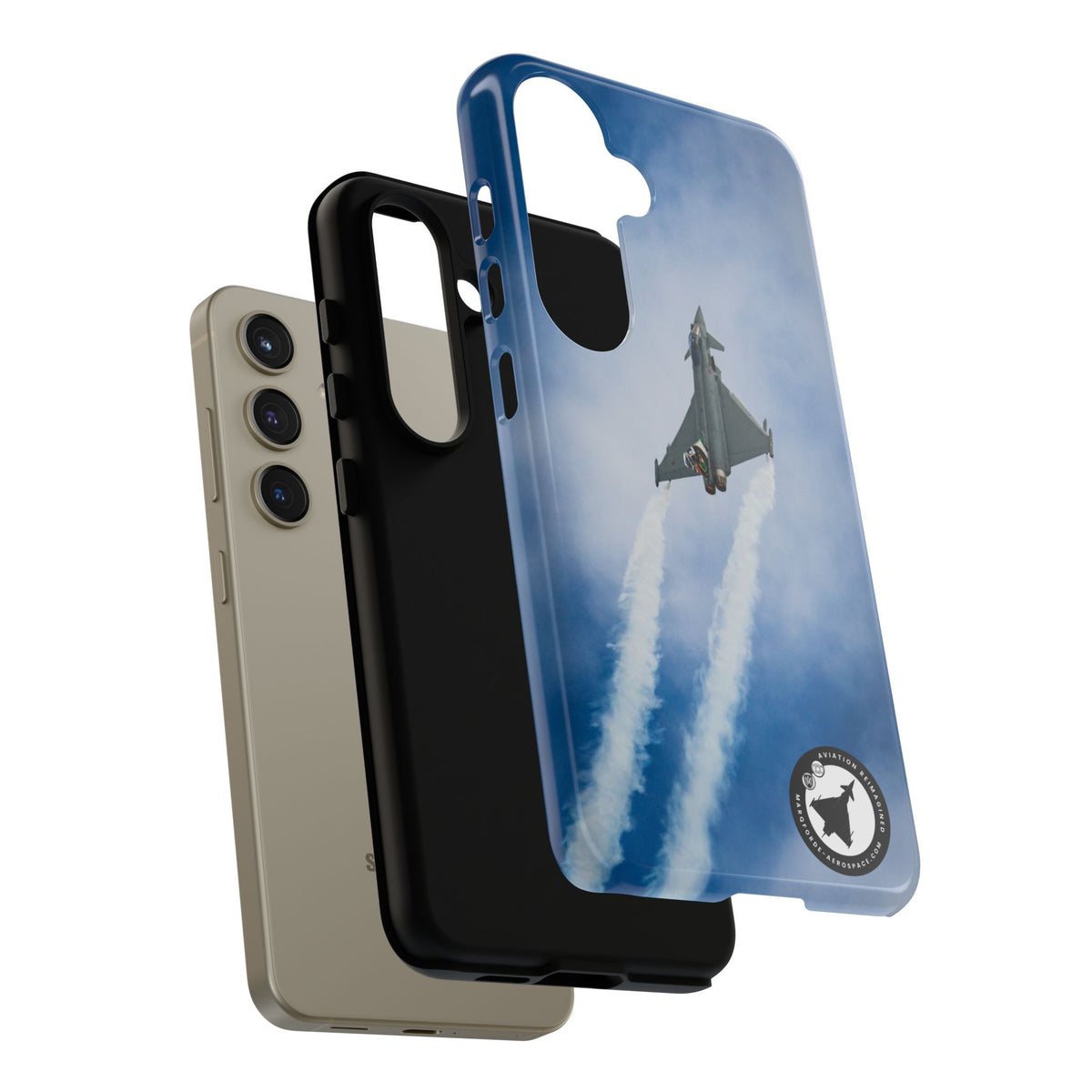 Italian Eurofighter climbing with twin white trails aviation photo Samsung Galaxy tough phone case – view 43