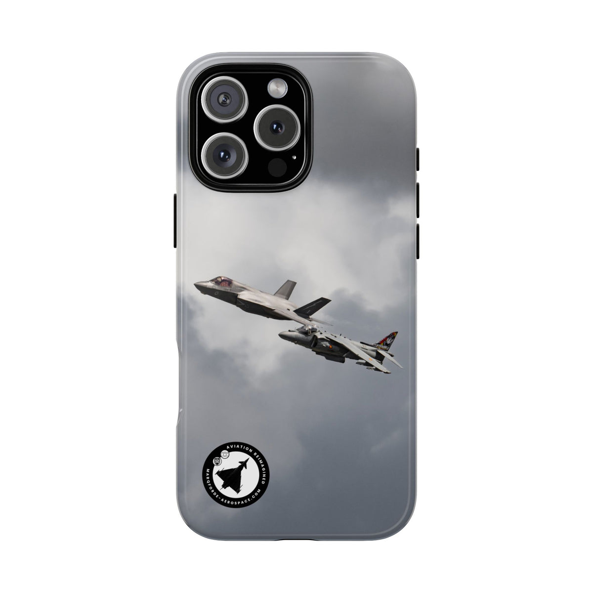 RAF F-35B and Spanish Navy Harrier in formation aviation photo iPhone tough phone case – view 13
