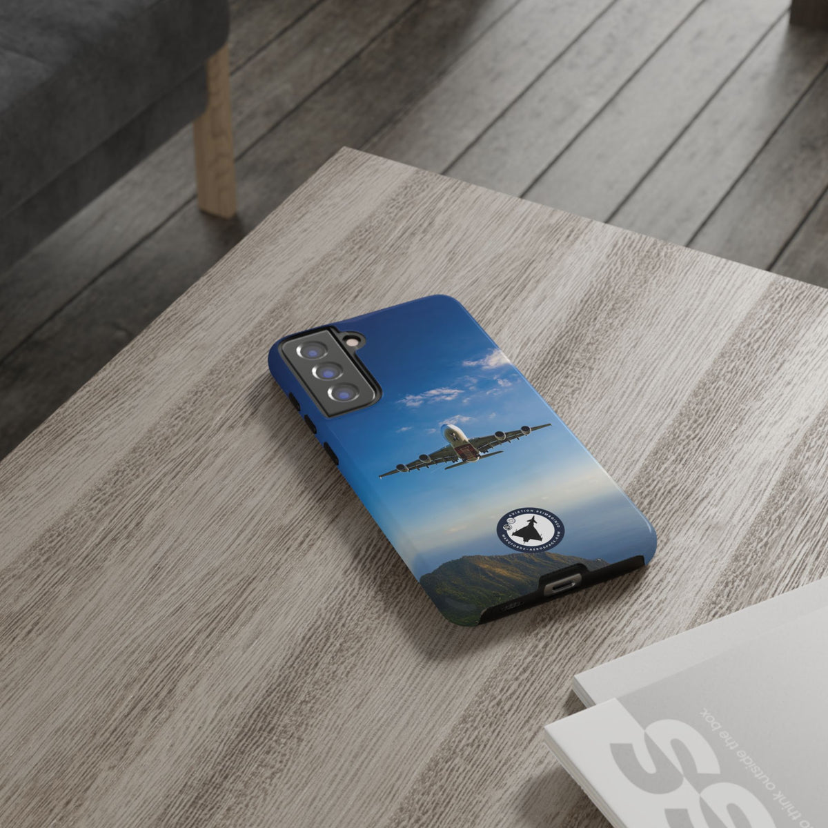Emirates Airbus A380 climbing head-on over coastline aviation photo Samsung Galaxy tough phone case – view 29