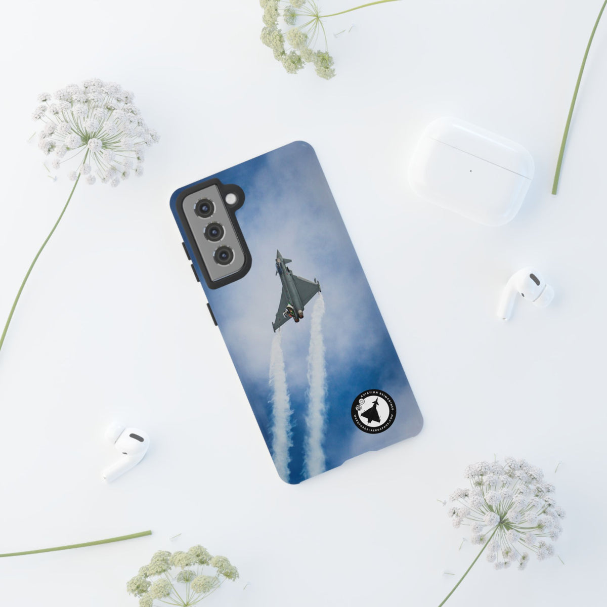 Italian Eurofighter climbing with twin white trails aviation photo Samsung Galaxy tough phone case – view 24