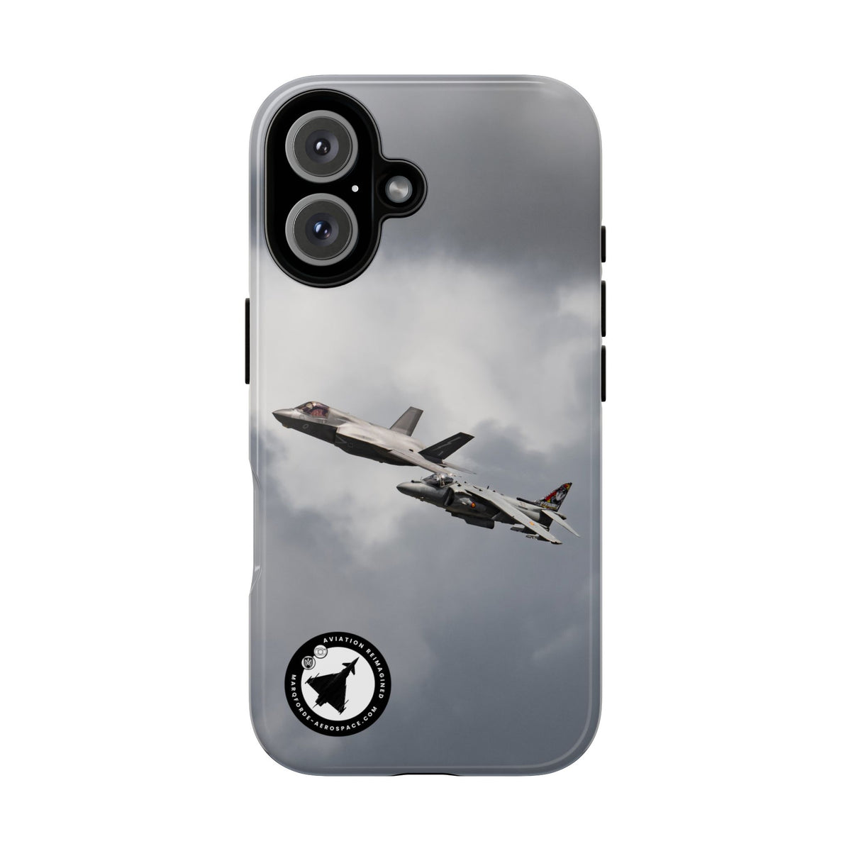 RAF F-35B and Spanish Navy Harrier in formation aviation photo iPhone tough phone case – view 10