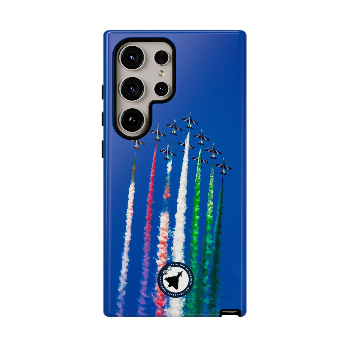 Frecce Tricolori formation trailing tricolour smoke aviation photo Samsung Galaxy tough phone case – view 21
