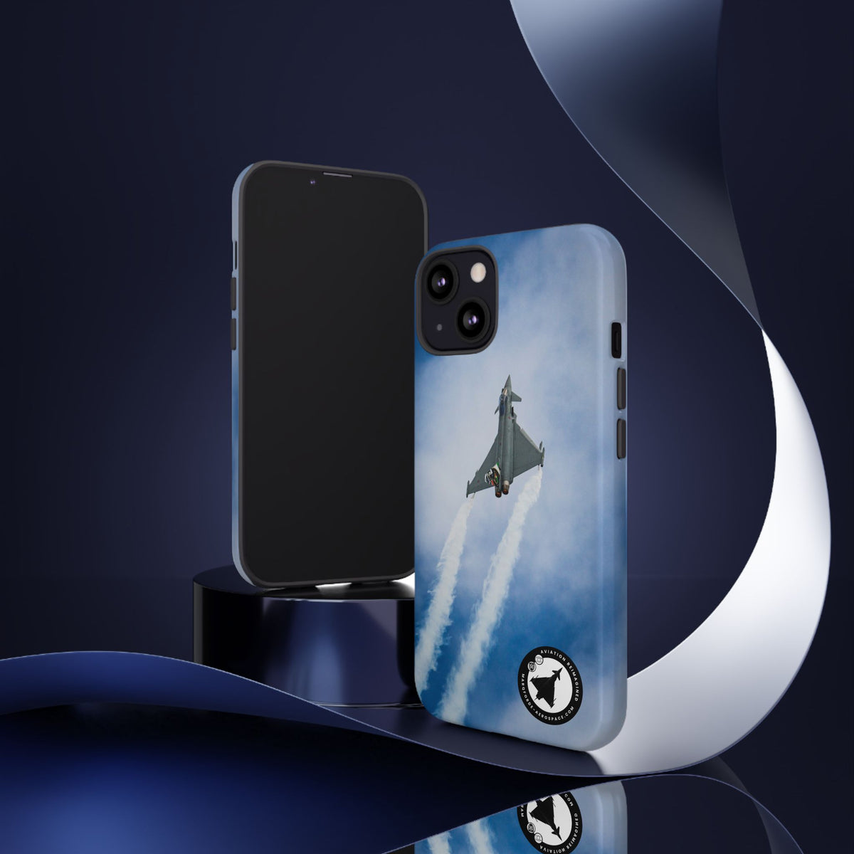 Italian Eurofighter climbing with twin white trails aviation photo iPhone tough phone case – view 22