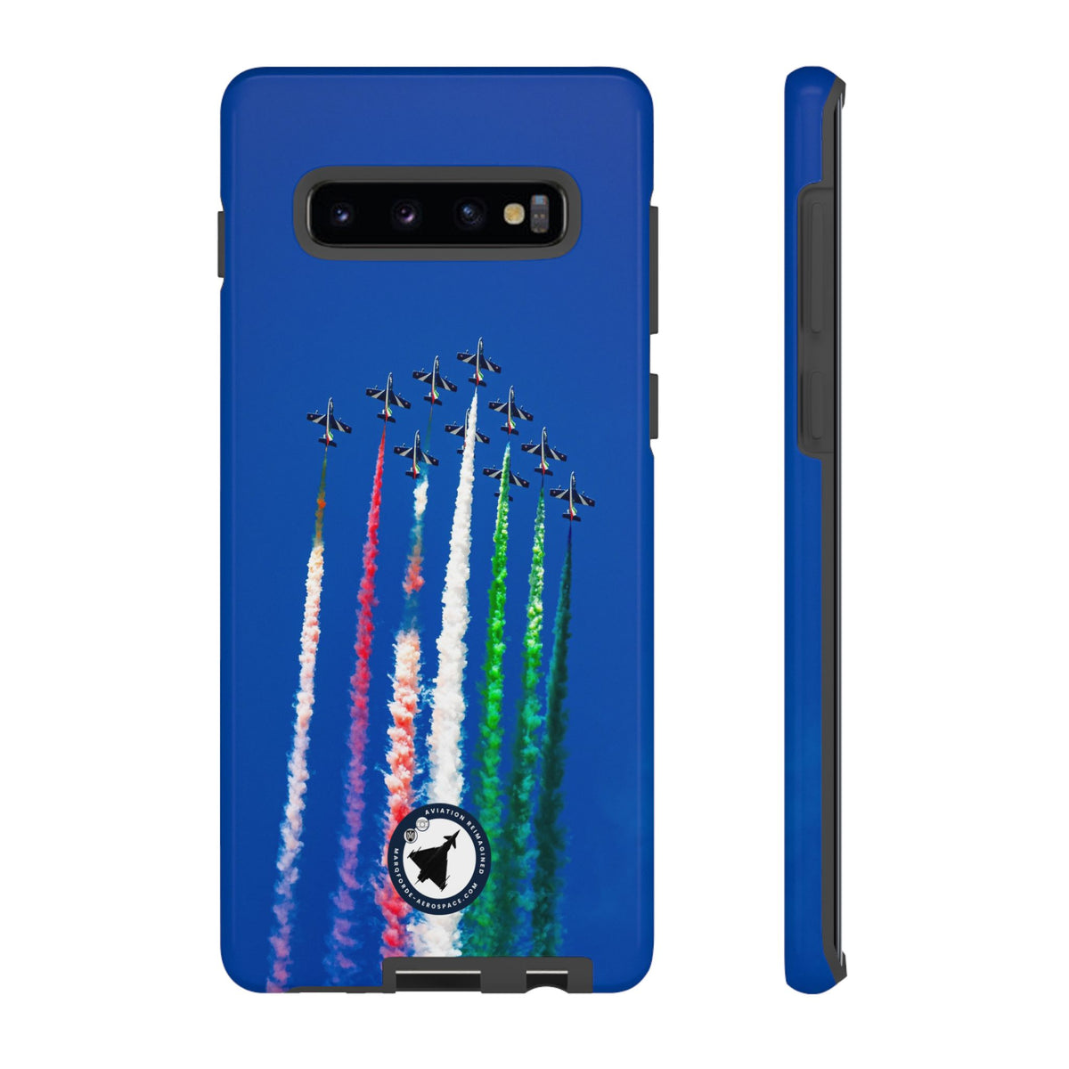 Frecce Tricolori formation trailing tricolour smoke aviation photo Samsung Galaxy tough phone case – view 5