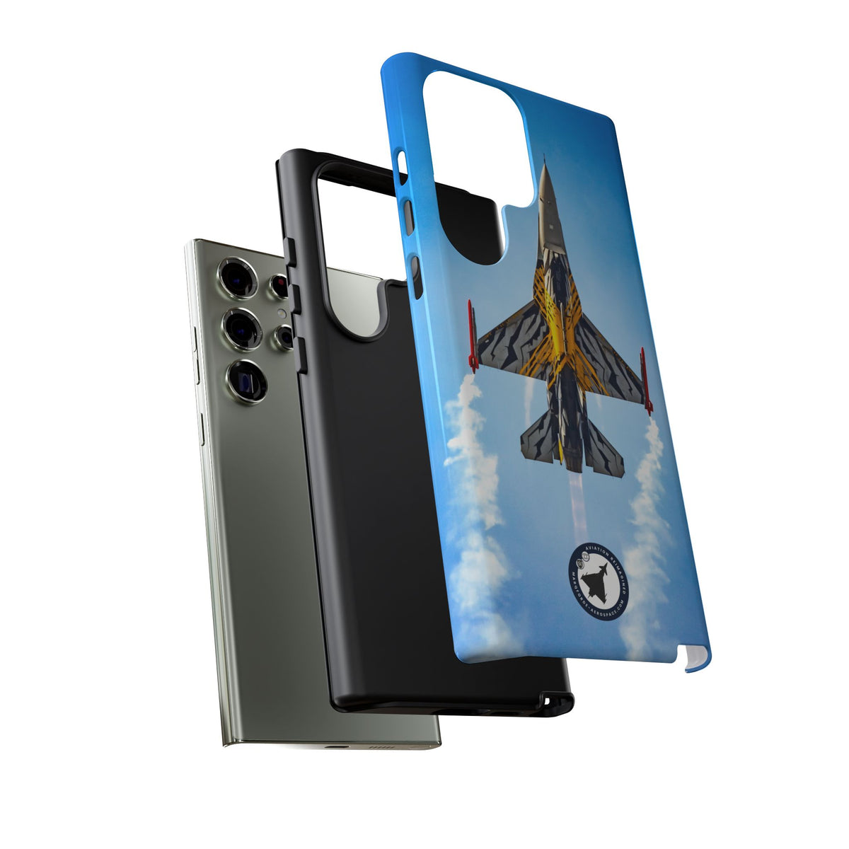 Belgian tiger-striped F-16 climbing vertically aviation photo Samsung Galaxy tough phone case – view 39