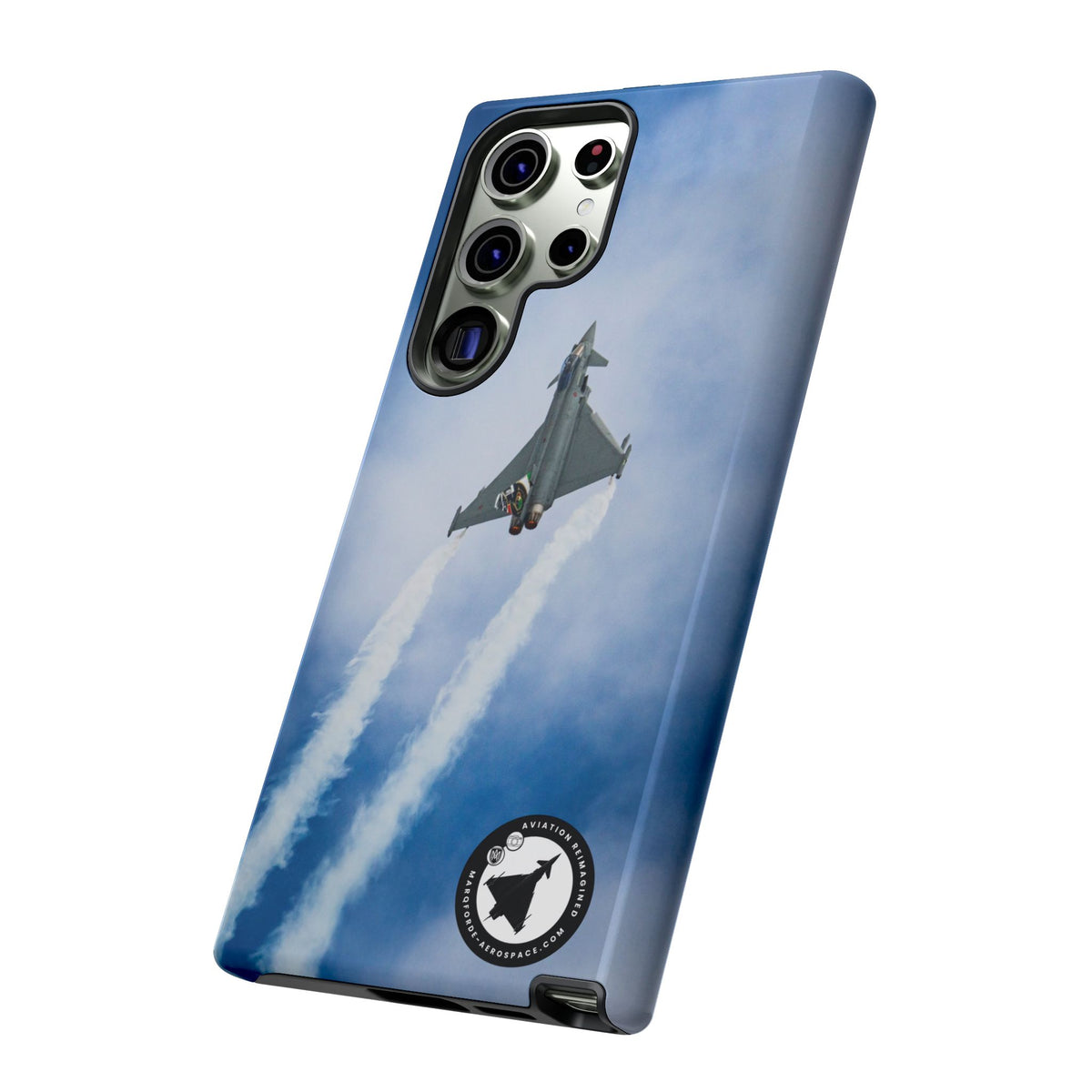 Italian Eurofighter climbing with twin white trails aviation photo Samsung Galaxy tough phone case – view 38