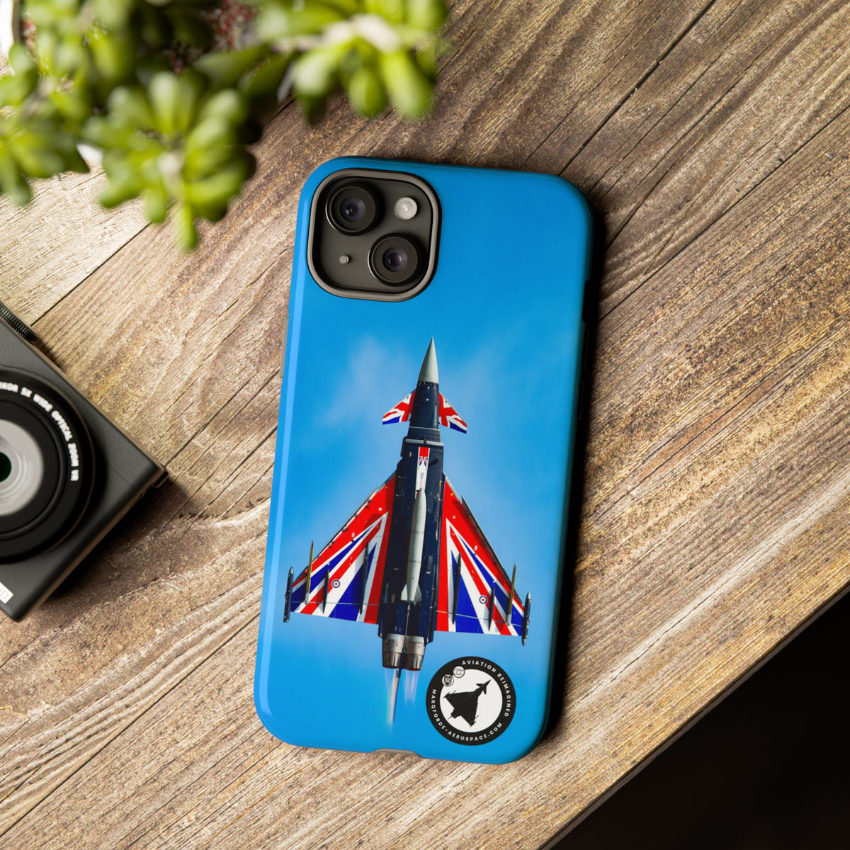 Union Flag Typhoon Blackjack climbing, seen from below aviation photo iPhone tough phone case – view 37