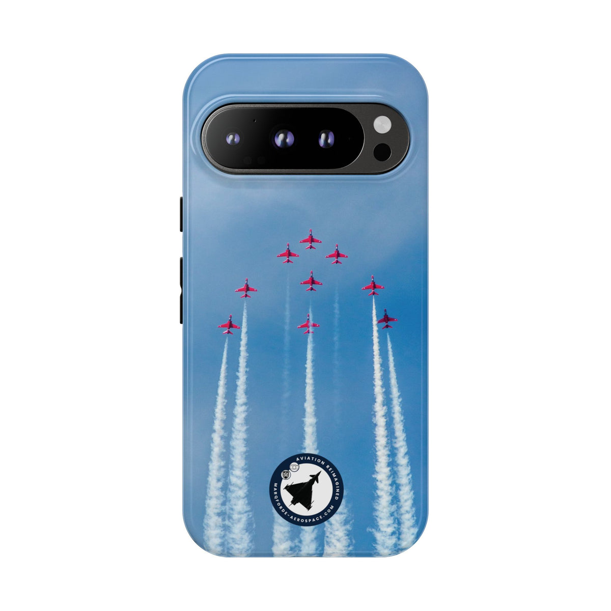 Nine Red Arrows Hawks climbing with white smoke aviation photo Google Pixel tough phone case – view 5