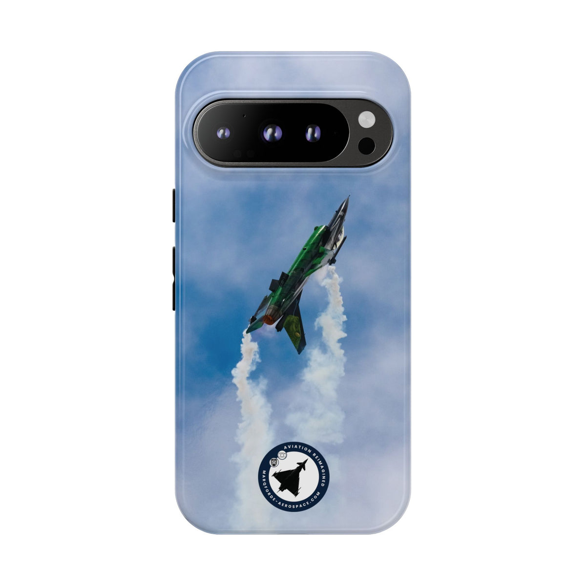 Green and black Belgian F-16 climbing with smoke aviation photo Google Pixel tough phone case
