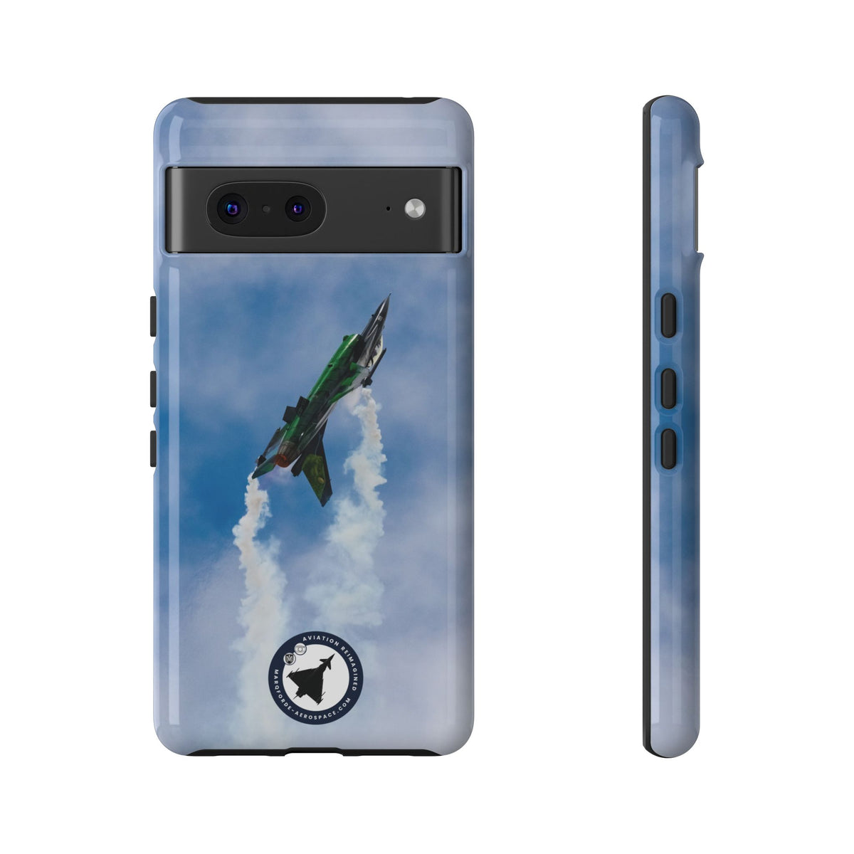 Green and black Belgian F-16 climbing with smoke aviation photo Google Pixel tough phone case – view 2