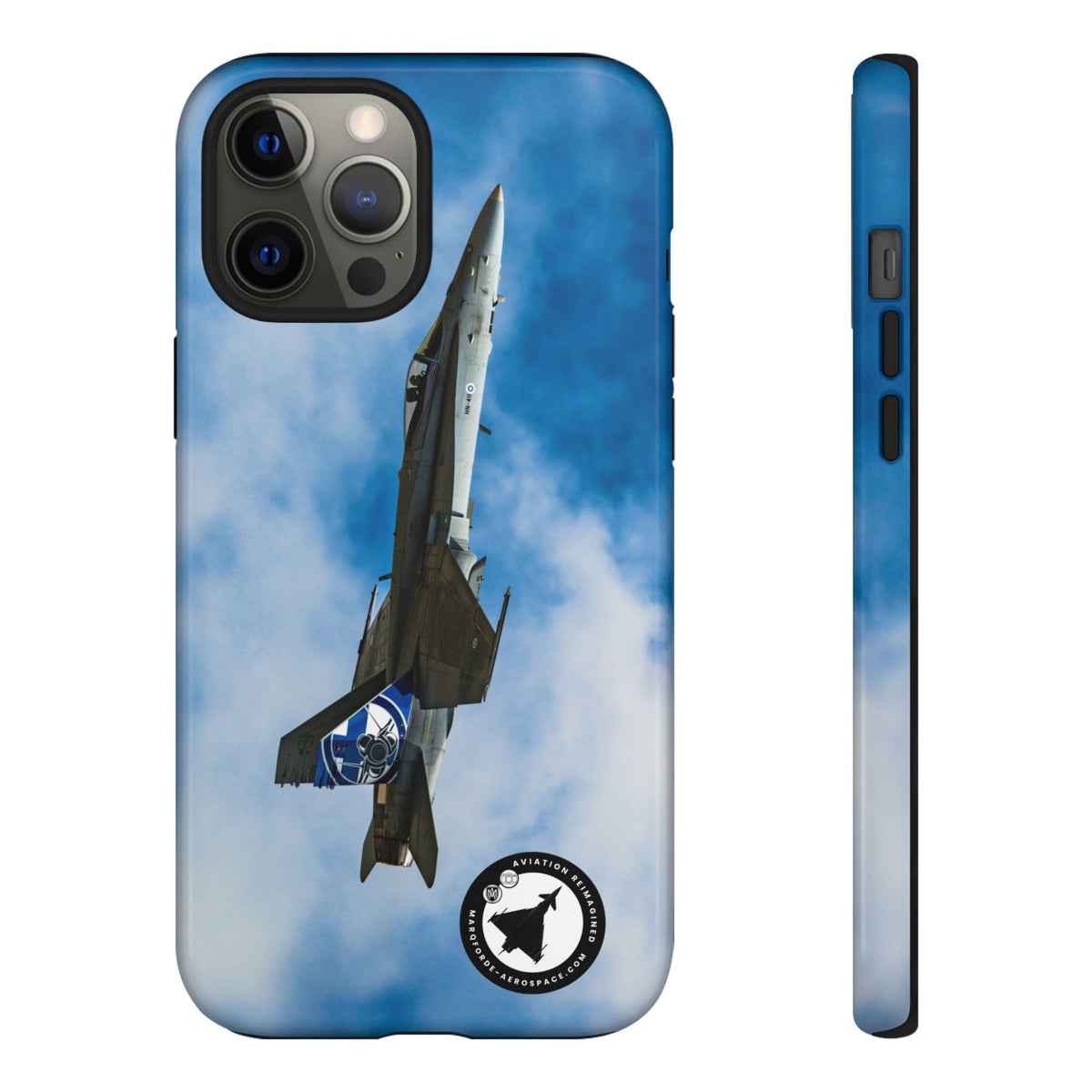Finnish Hornet climbing with blue and white tail art aviation photo iPhone tough phone case – view 8