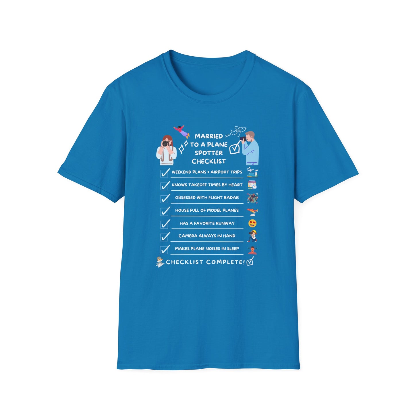 Aviation-Inspired T-Shirt – Married to a Planespotter Checklist Design