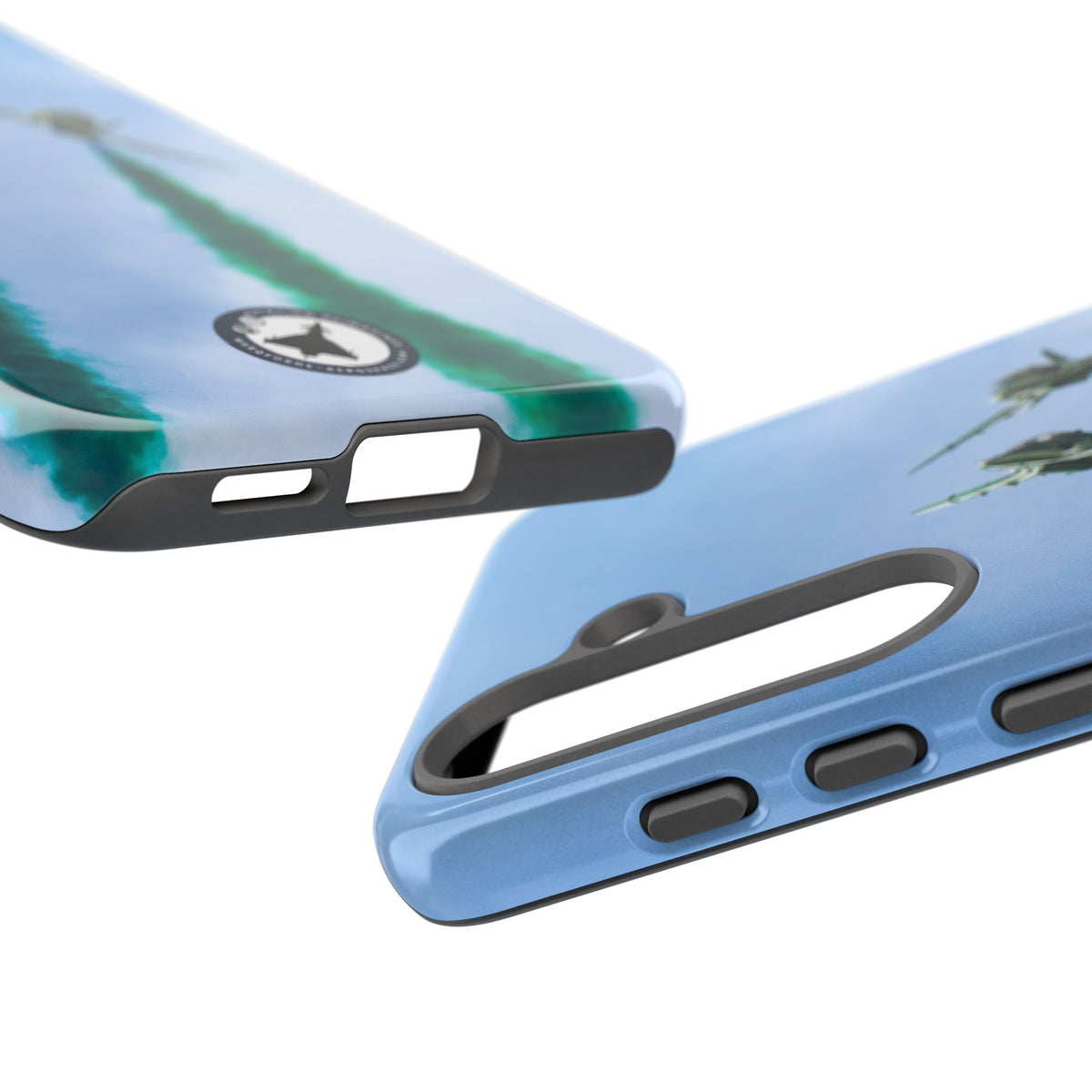 Two Saudi Hawks jets crossing in green smoke aviation photo Samsung Galaxy tough phone case – view 46