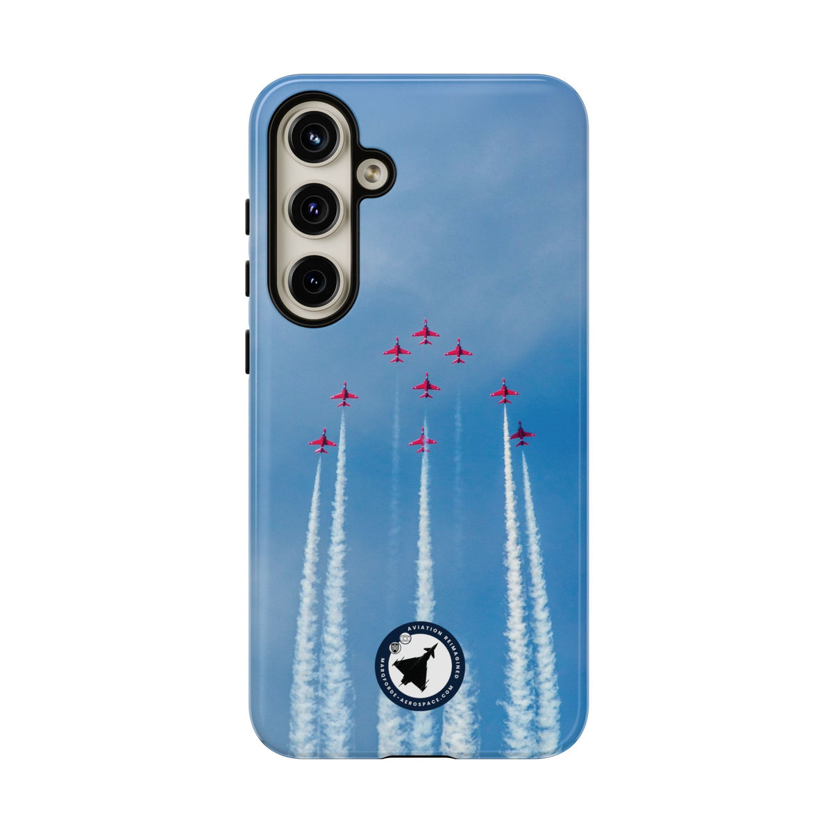 Nine Red Arrows Hawks climbing with white smoke aviation photo Samsung Galaxy tough phone case – view 17