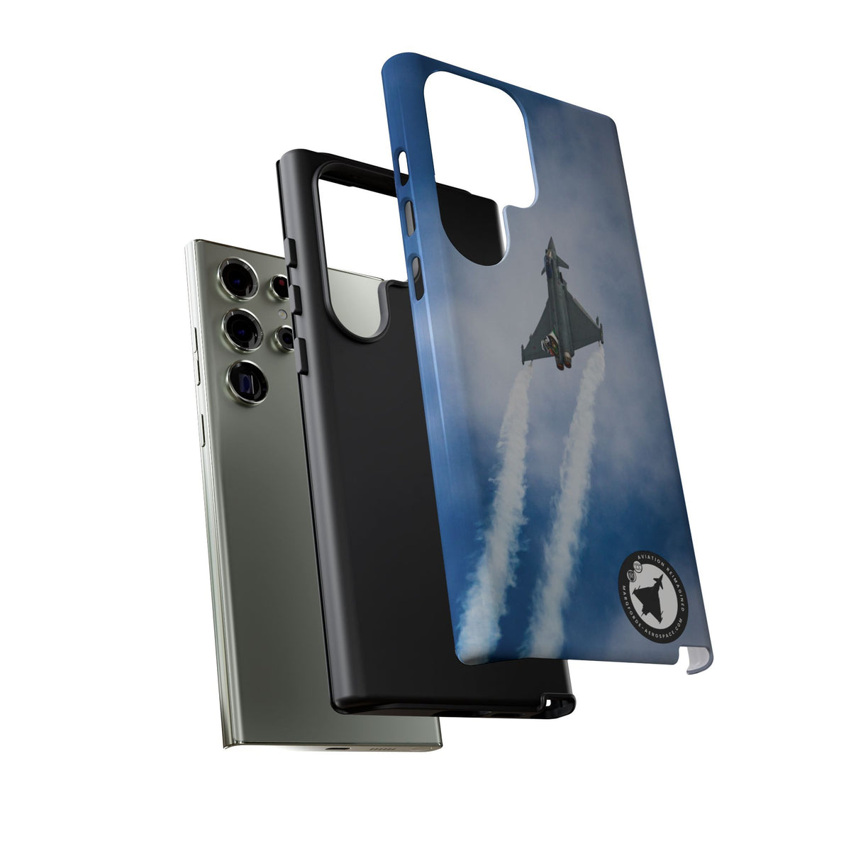 Italian Eurofighter climbing with twin white trails aviation photo Samsung Galaxy tough phone case – view 39