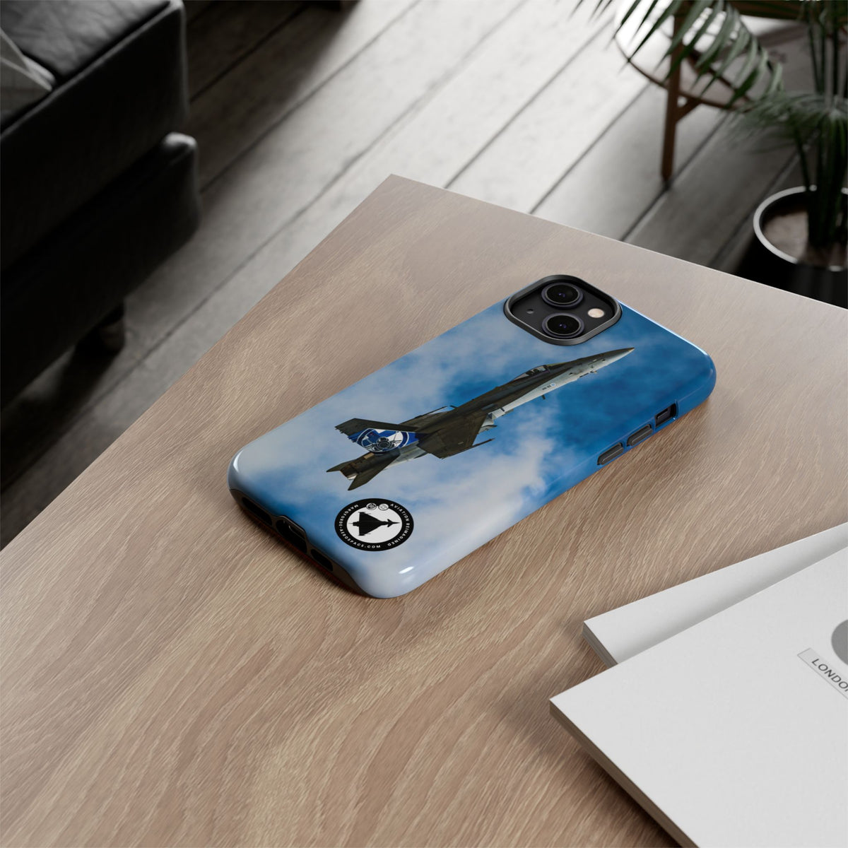 Finnish Hornet climbing with blue and white tail art aviation photo iPhone tough phone case – view 22