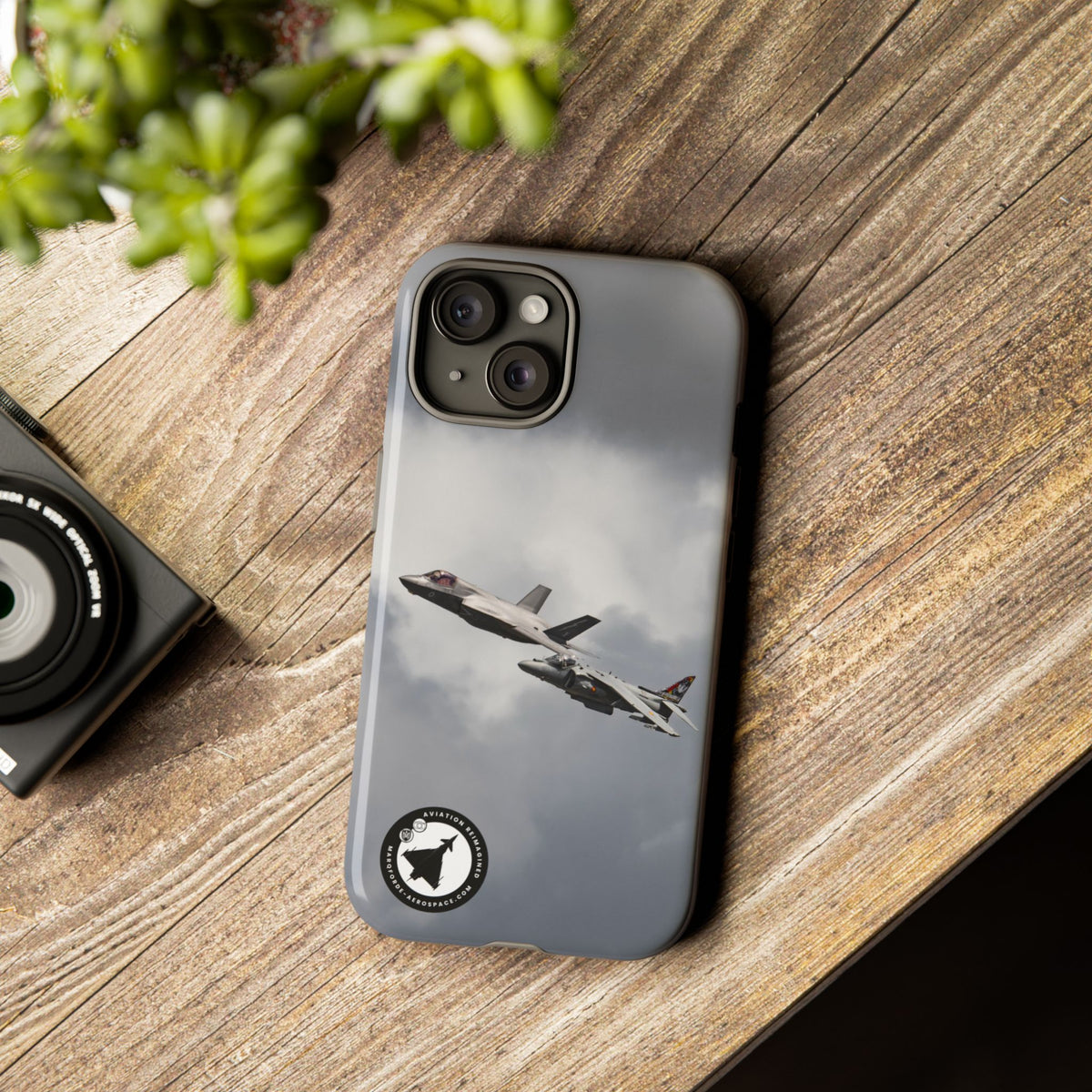 RAF F-35B and Spanish Navy Harrier in formation aviation photo iPhone tough phone case – view 29