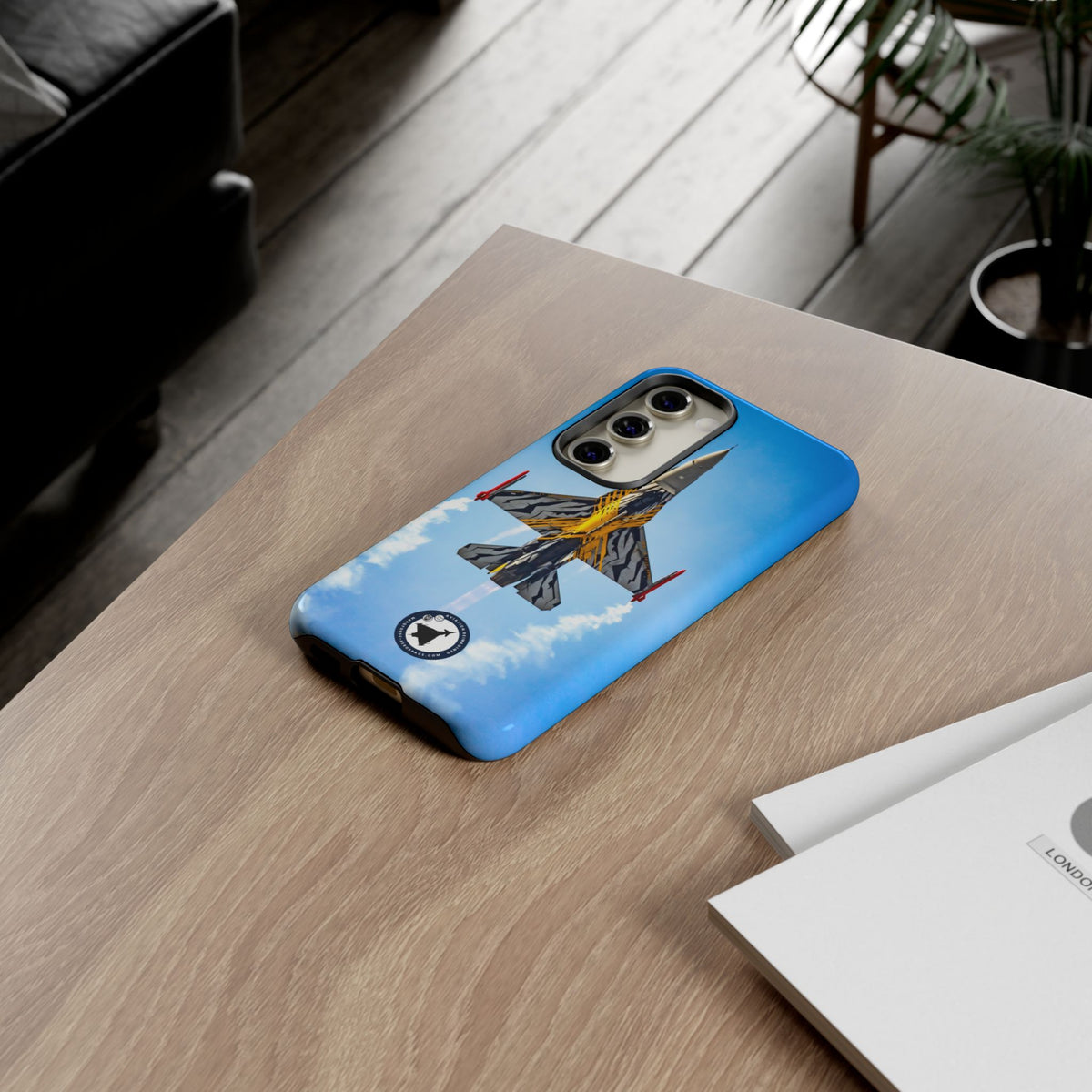 Belgian tiger-striped F-16 climbing vertically aviation photo Samsung Galaxy tough phone case – view 34
