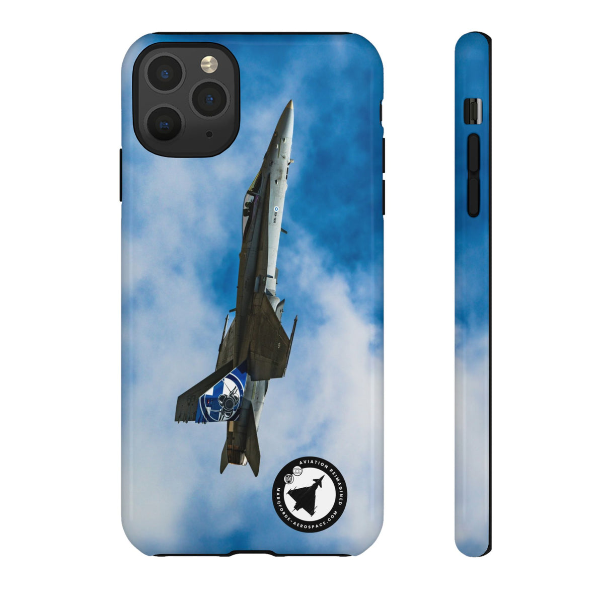Finnish Hornet climbing with blue and white tail art aviation photo iPhone tough phone case – view 4