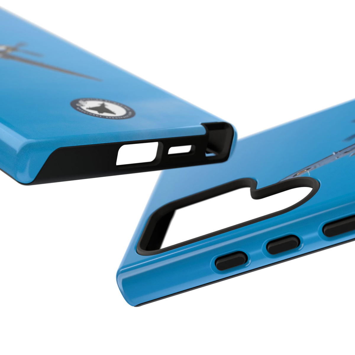 Camouflaged RAF Spitfire banking in a blue sky aviation photo Samsung Galaxy tough phone case – view 41