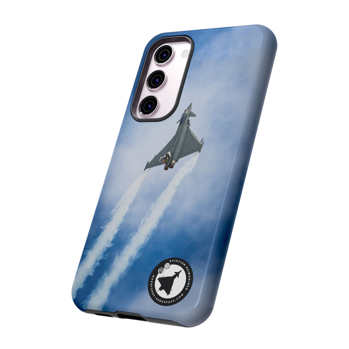 Italian Eurofighter climbing with twin white trails aviation photo Samsung Galaxy tough phone case – view 35
