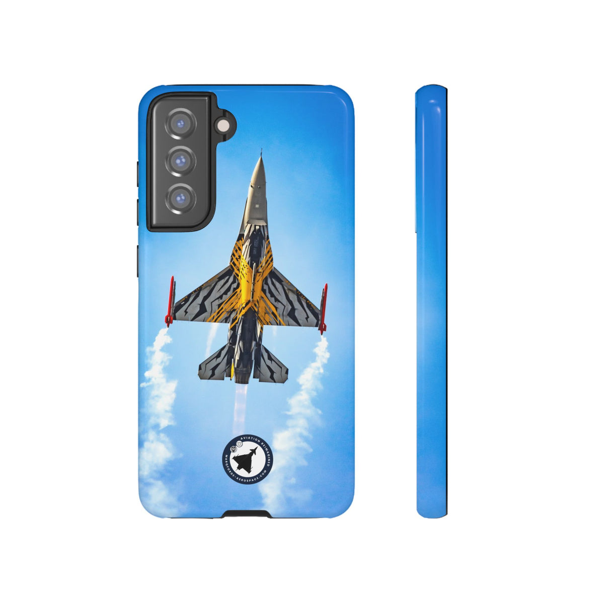 Belgian tiger-striped F-16 climbing vertically aviation photo Samsung Galaxy tough phone case – view 9