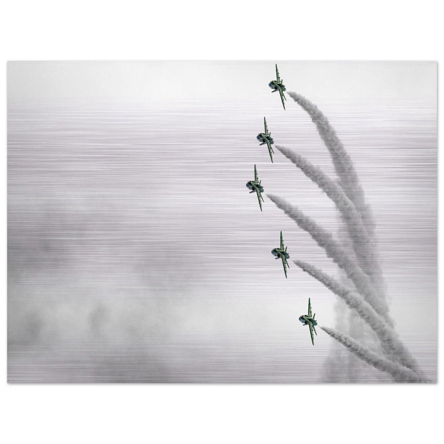 Brushed Aluminum Print of Royal Saudi Hawks – Sleek Metallic Design