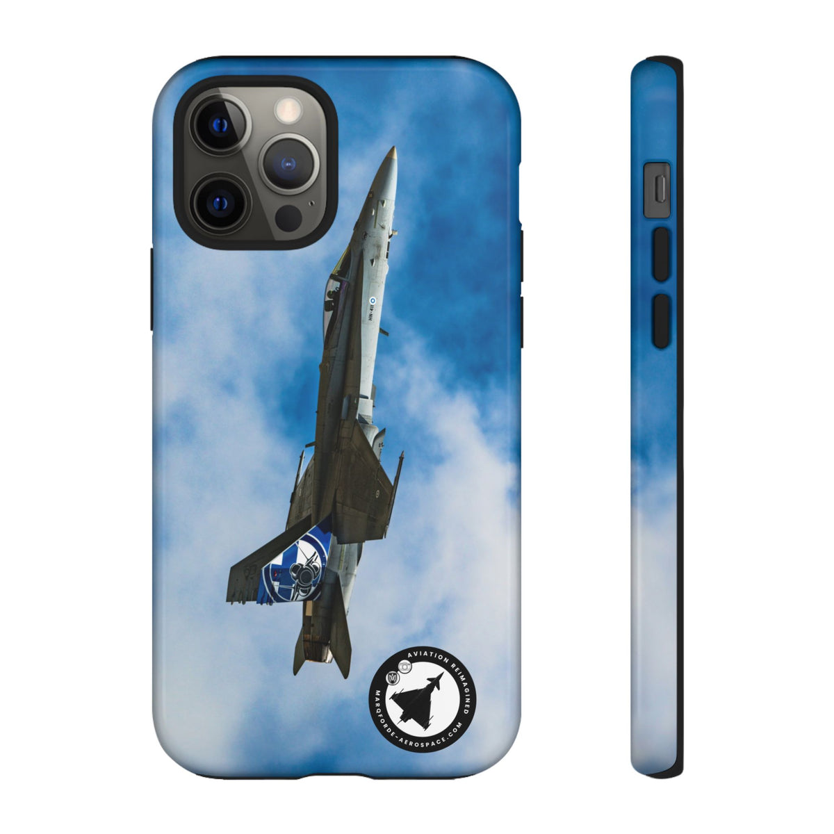 Finnish Hornet climbing with blue and white tail art aviation photo iPhone tough phone case – view 7