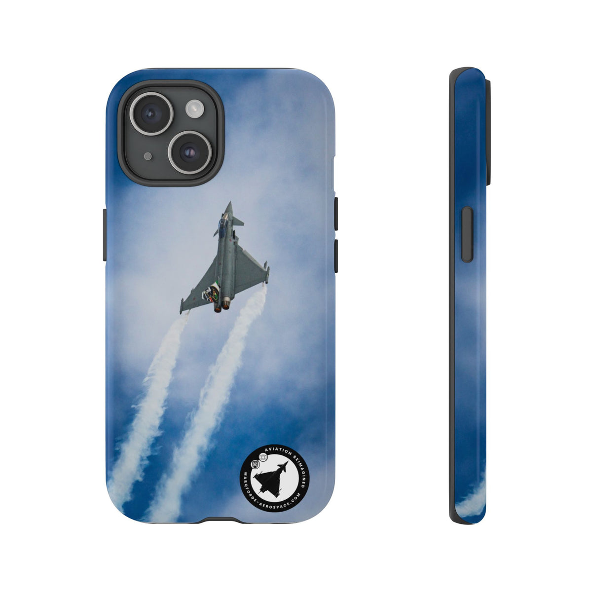 Italian Eurofighter climbing with twin white trails aviation photo iPhone tough phone case – view 14