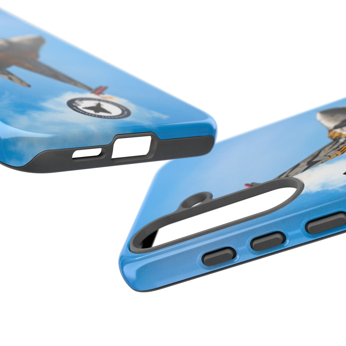 Tiger-striped Belgian F-16 banking hard with smoke aviation photo Samsung Galaxy tough phone case – view 51